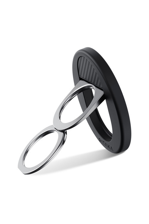 600D Aramid Fiber Black-Grey Twill Magez Grip 3 Magnetik Ring Stand Telefon Tutucu Siyah-Gri