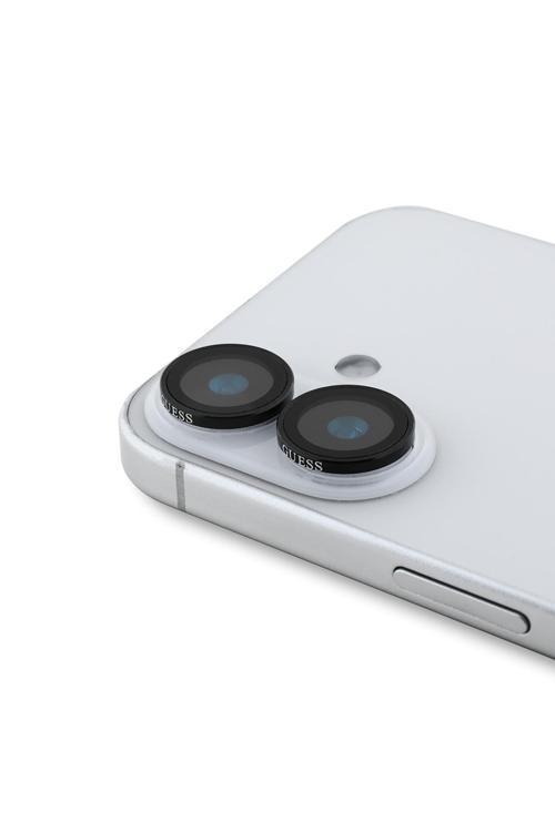 İphone 16 Plus Lisanslı Metal Kamera Lens Koruyucu Siyah