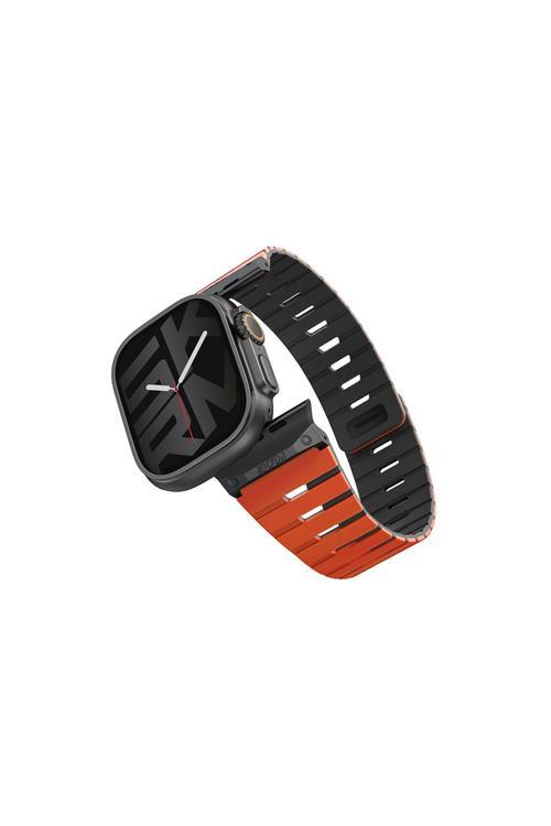 Watch 42Mm Gemini Serisi Tpu Magnetik Silikon Kordon Turuncu-Siyah