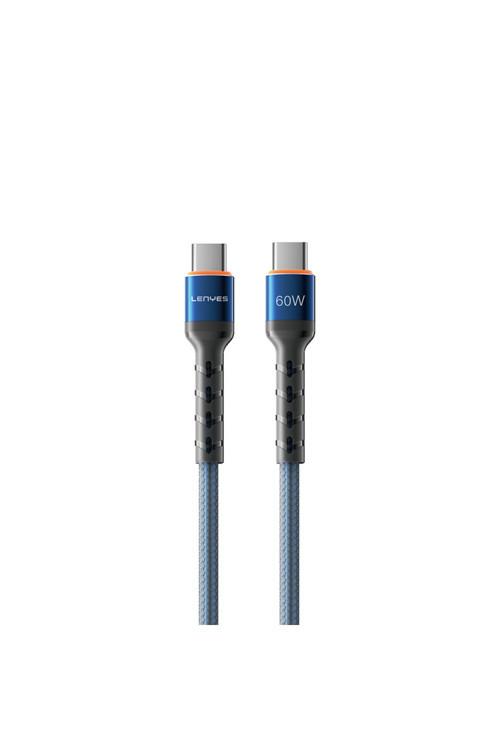 Lc515 Type-C To Type-C Hızlı Şarj Özellikli Örgülü Data Ve Şarj Kablosu 60W 1M Mavi