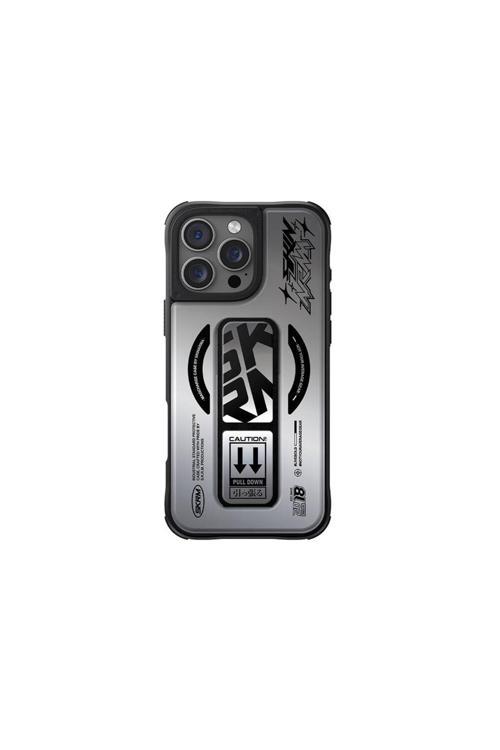 İphone 16 Pro Max Kılıf Magsafe Holografik Tasarımlı Standlı Deri Görünüm Kira Kobai Gümüş