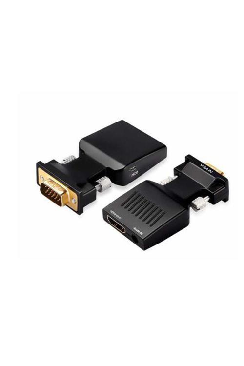 Qg-Hd12 Vga To Hdmı & Aux Dönüştürücü Adaptör 1080P Full Hd 60Hz Görüntü Aktarım