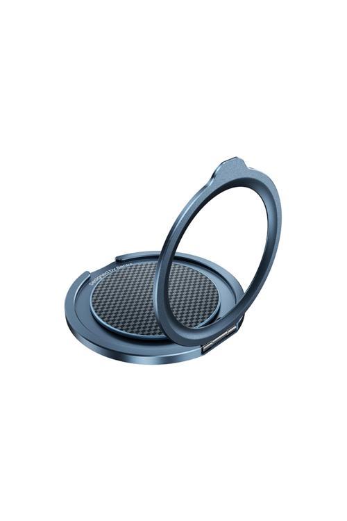L52 Magnetik Parmak Ring Stand 360 Derece Dönebilen Armortint Kevlar Tasarımlı Mavi