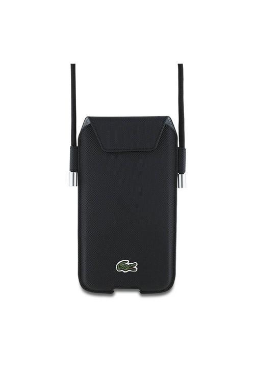 Orijinal Lacoste Lisanslı Çapraz Vücut Askılı Telefon Kılıfı Pu Pike Desenli Max 6.7 İnç Siyah