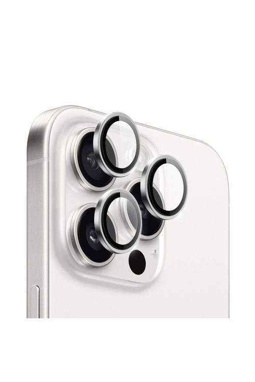 İphone 16 Pro Uyumlu Lg-004 Pvd Metal Kamera Lens Koruyucu Gümüş