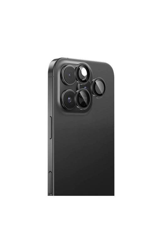 İphone 16 Pro Uyumlu Safir Kamera Lens Koruyucu Dr Serisi Siyah