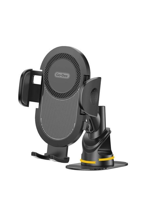 360° Dönebilen Vantuzlu Tasarım Araç Telefon Tutucu Go Des Gd-Hd642 Siyah