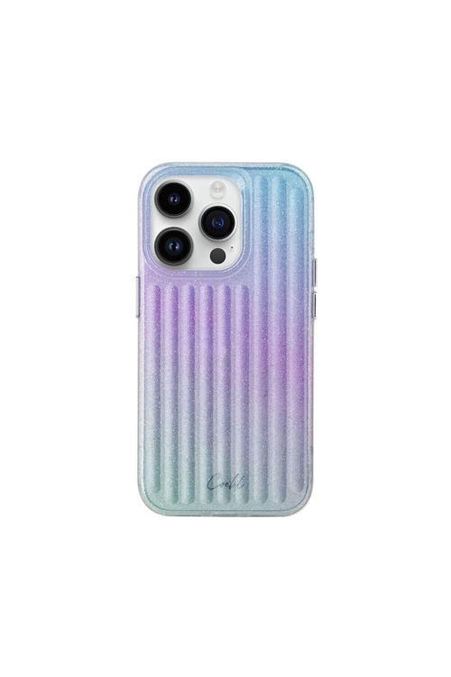 İphone 14 Pro Uyumlu Kılıf Parlayan Arka Yüzey Linear Kılıf Mor