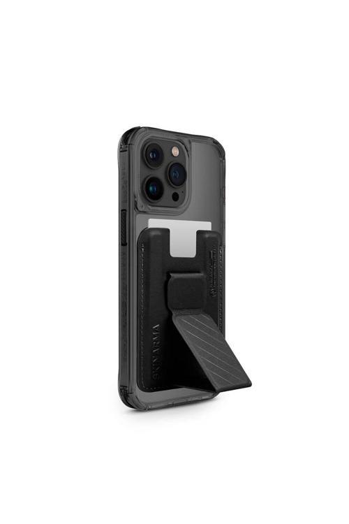 İphone 15 Pro Max Uyumlu Kılıf Skinarma Şeffaf Magsafe Şarj Özellik Kado Kartlıklı Saido Kapak Siyah