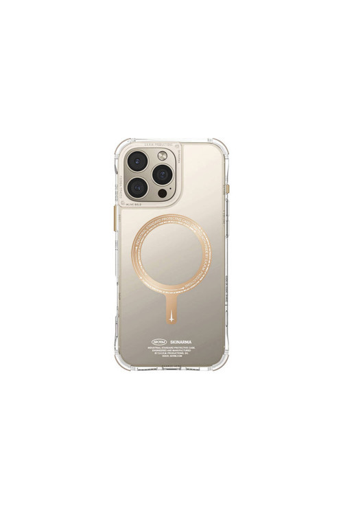 İphone 16 Pro Max Uyumlu Kılıf Magsafe Şarj Özellik Airbagli Şeffaf Saido Prime Kapak Gold