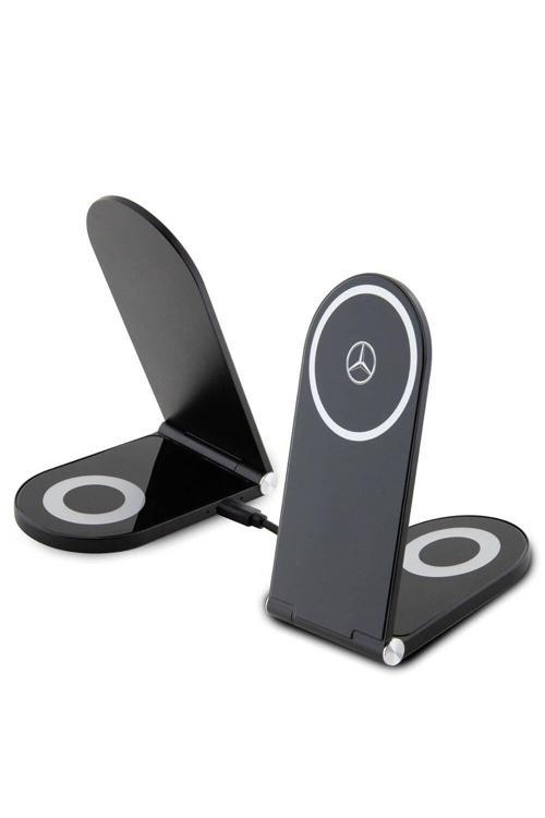 Lisanslı Magnetik Kablosuz Şarj Standı Max 15W Katlanabilir Yıldız Logo Siyah