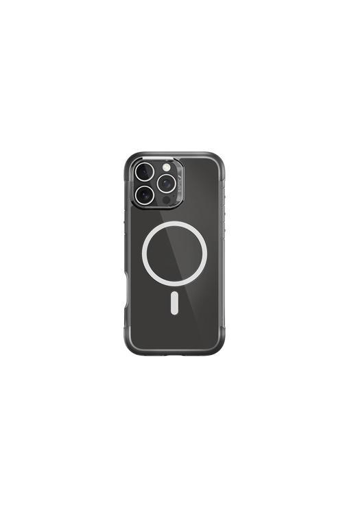 İphone 16 Pro Max Kılıf Magsafeli Air Serisi Airbagli Metal Köşelikli Şeffaf Kapak Siyah