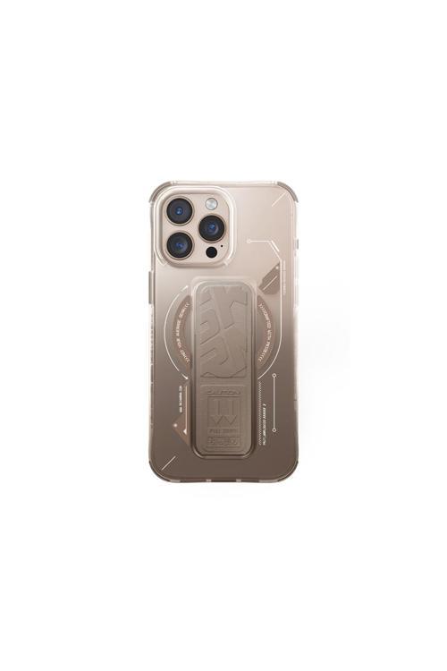 İphone 16 Pro Max Kılıf Magsafe Şarj Özellikli Teknoloji Desenli Standlı Skinarma Helio Kapak Gold