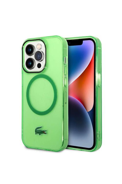 İphone 15 Pro Max Uyumlu Kılıf Orj Lisanslı Magsafe Özellikli Transparan Timsah Logo Yeşil