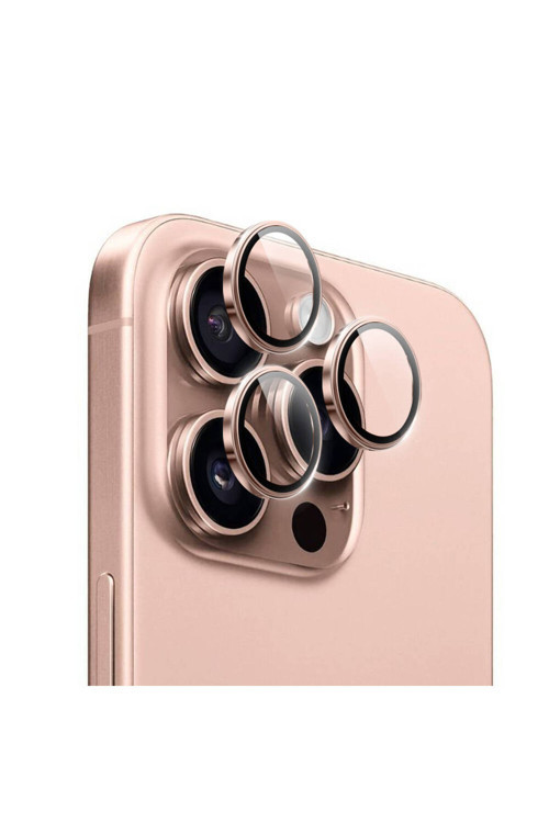 İphone 16 Pro Max Uyumlu Lg-004 Pvd Lens Guard Metal Kamera Lens Koruyucu Rose Gold