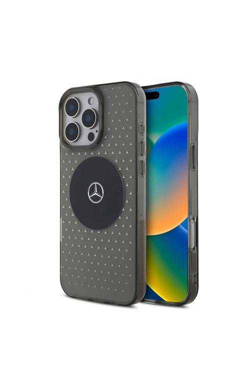 İphone 16 Pro Uyumlu Kılıf Lisanslı Magsafe Özellikli Yıldız Desenli Transparan Siyah