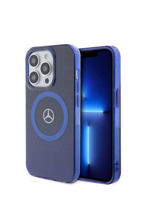 İphone 15 Pro Uyumlu Kılıf Lisanslı Magsafe Şarjlı Mavi Yıldız Desenli Mavi