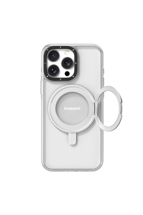 İphone 15 Pro Max Kılıf Magsafe Şarj Özellikli Parmak Ring Standlı Pivot Serisi Şeffaf