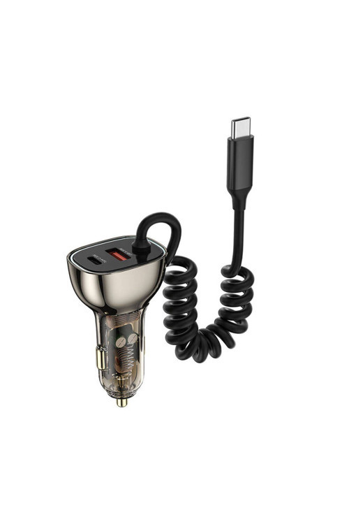 Kablolu Araç Şarj Aleti 90W Wi-Qc016 Geek Serisi Type-C + Type-C Kablolu + Usb-A Hızlı Şarj