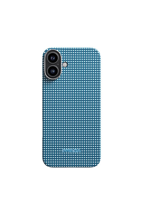 İphone 16 Plus Kılıf Magsafe Özellikli Aramid Fiber Pitaka Ultra-Slim Classic Serisi Ocean Blue Mavi