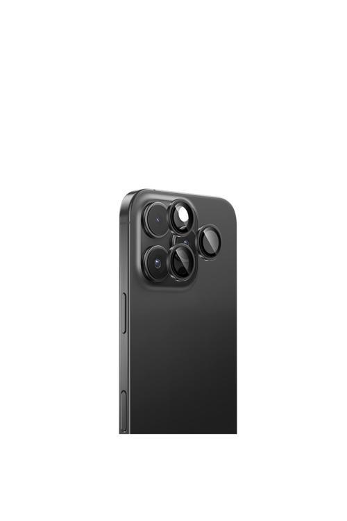İphone 16 Pro Max Uyumlu Safir Kamera Lens Koruyucu Dr Serisi Titanyum-Gri