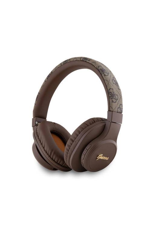 Kulak Üstü Bluetooth Kulaklık Lisanslı Pu 4G Desen Metal Logolu Tone On Tone V5.3 Kahverengi