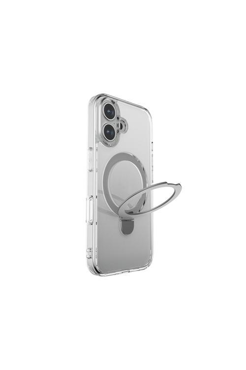 İphone 16 Plus Kılıf Magsafe Uyumlu Air Stand Serisi Buzlu Transparan Standlı Kapak Şeffaf