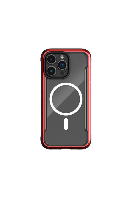 İphone 15 Pro Kılıf Magsafe Uyumlu Airbagli Raptic Shield Serisi Şeffaf Arka Yüzey Kapak Kırmızı