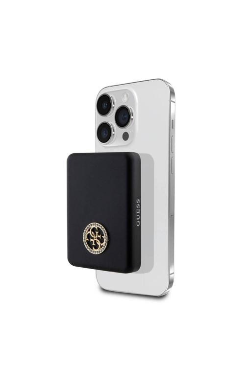 Lisanslı Magsafe Şarj Özellikli Taşlı 4G Logolu Powerbank 3000Mah 5W Siyah