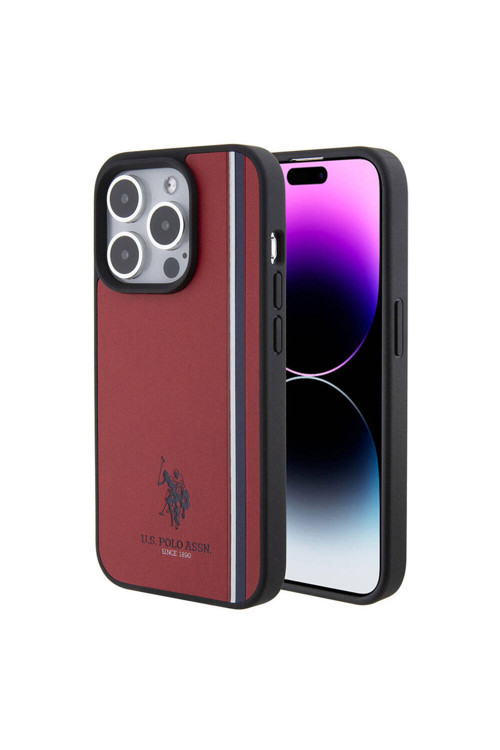 Apple Iphone 15 Pro Uyumlu Kılıf Lisanslı Üç Renk Şerit Tasarımlı Baskı Log