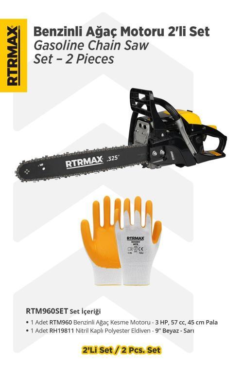 RTM960SET Benzinli Ağaç Kesme Motoru 2'li Set -Eldiven
