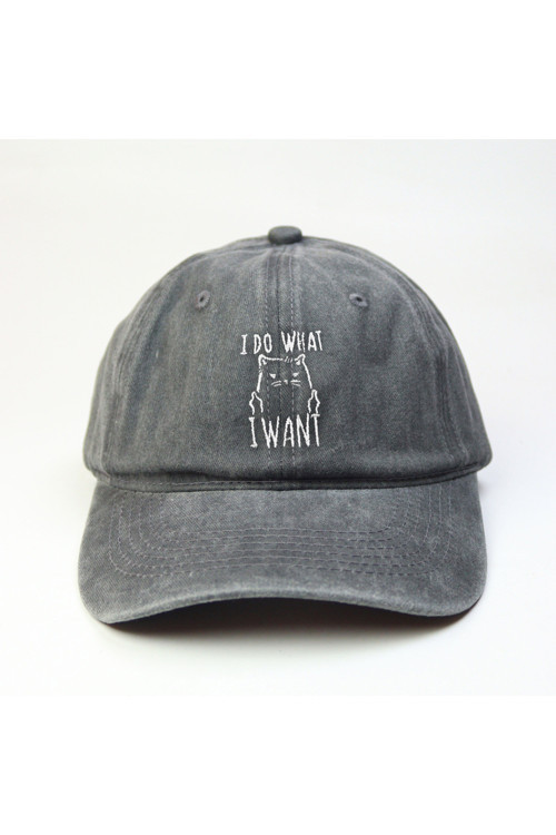 Kedi Temalı '' İ Do What İ Want '' Yıkamalı Şapka