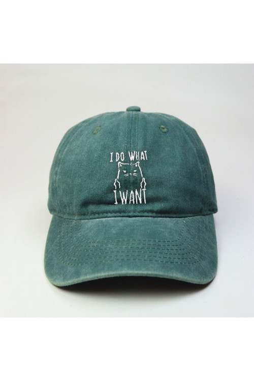 Kedi Temalı '' İ Do What İ Want '' Yıkamalı Şapka