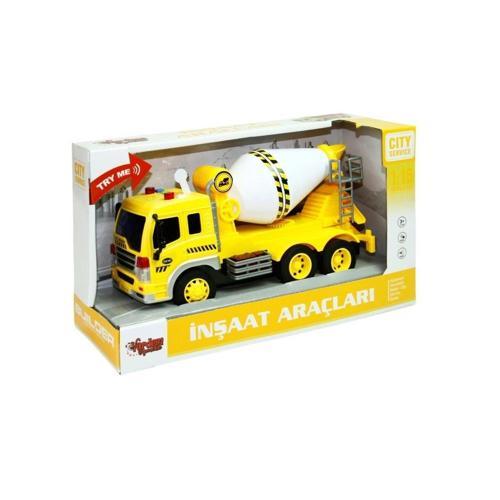 Eğlenceli Oyuncak AA992-01AB Çek Bırak Işıklı ve Sesli 1:28 Kamyon Ekskavatör / Beton Mikseri Kız Erkek Çocuk Eğitici