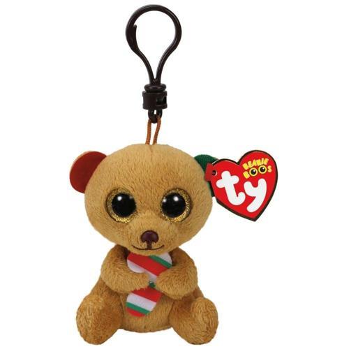 Kız Erkek Çocuk Oyuncak TY Bella - Brown Bear W/Candy Cane Peluş Anahtarlık Kız Erkek Çocuk Eğitici Eğit