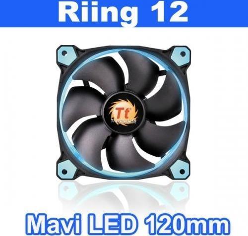 Riing 120mm Mavi Halka Ledli Titreşimsiz Kasa ve Radyatör Fan