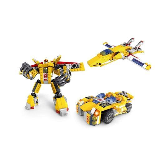 Kız Erkek Çocuk Oyuncak Ausini Assembling Master 3 in 1 273 Parça Sarı Dönüşen Robot Kız Erkek Çocuk Eğitici Öğretici Oyunca