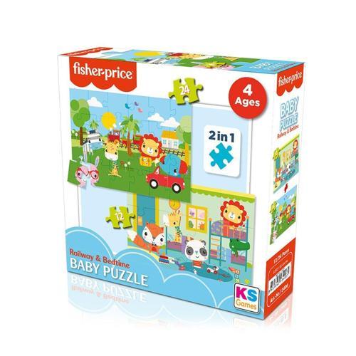 Öğretici Oyuncak 13406 KS Fisher-Price Baby Puzzle - Railway & Bedtime / 12+24 Parça Puzzle / +4 yaş Kız Erkek Çocuk 