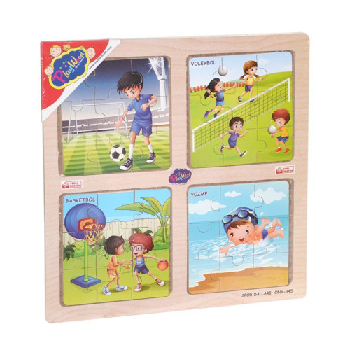 Eğlenceli Oyuncak ONY-343/344/345/346 Ahşap Eğitici 4'lü Puzzle -Onyıl Kız Erkek Çocuk Eğitici Eği