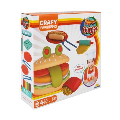 Öğretici Oyuncak Crafy Süper Burger Oyun Hamuru Seti 200 gr. 12 Parça Kız Erkek Çocuk Eğitici Eği