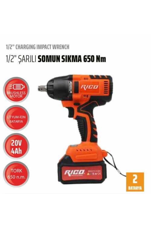 Akülü Somun Sıkma Sökme Çift Akü 20 V 4 Ah 650 Nm Tork 1''2