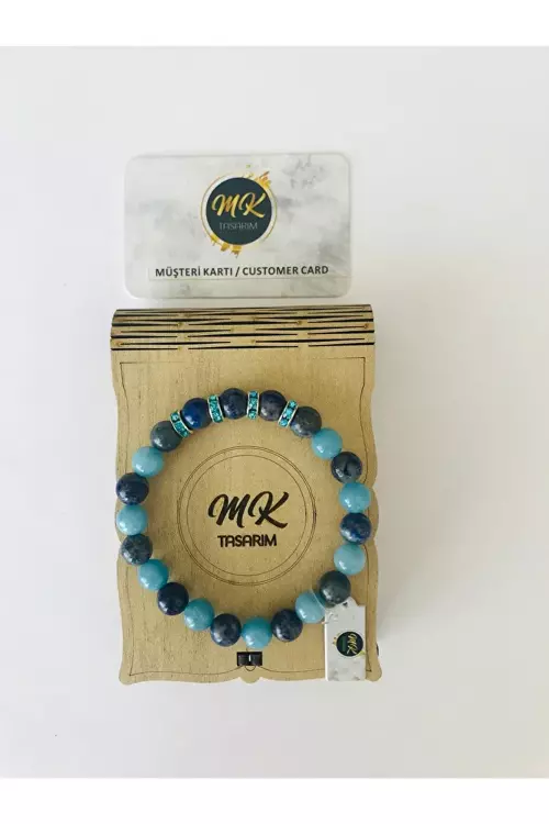 GERÇEK APATİT MAVİ KUVARS TAŞI BİLEKLİK MKT28001