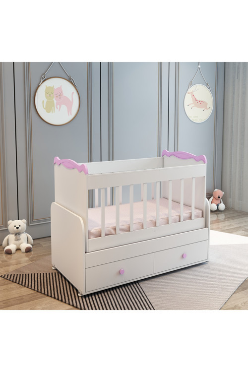 Sallanır 2 Çekmeceli Beşik 60X120 Pembe