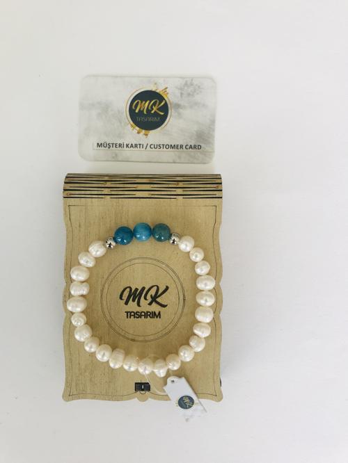 GERÇEK İNCİ GERÇEK APATİT TAŞI BİLEKLİK MKT44002