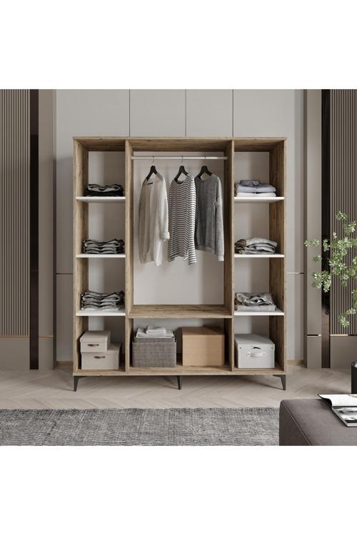 Arya 4 Kapaklı  Gardrop Tamamı Mdf( Atlas Çam Beyaz )