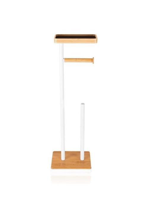 Bambu Tepsili Tuvalet Kağıdı Standı Beyaz GLV0757