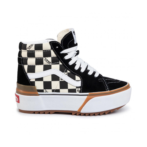 Kadın Bot VN0A4BTWVLV1 VANS UA SK8-Hi Stacked (Checkerboard) multi/true white