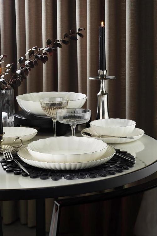 Bone Luz Form 27 Parça 6 Kişilik Yemek Takımı Beyaz