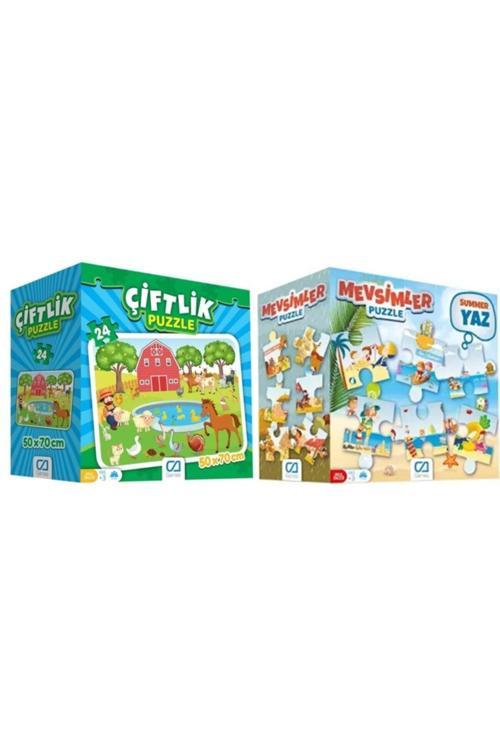 Ca Games Çiftlik Yer Puzzle + Ca Games Mevsimler Yer Puzzle (2’li Set)