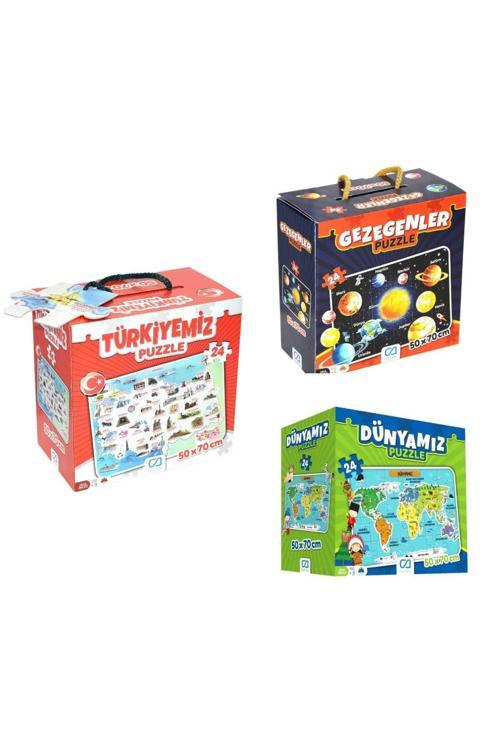 Dünyamız-Türkiyemiz -Gezegenler 3ü 1 Arada 24 Parça Puzzle